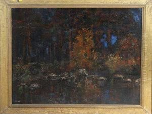 A Woodland Pool In Autumn by John Crampton Walker