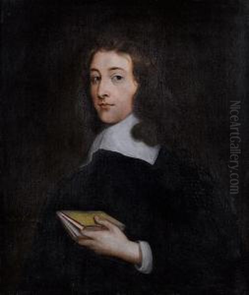 Portrait Of A Young Gentleman, Said To Berobert Brocas, Half-length, In Black Costume With A White Lawncollar - view 1