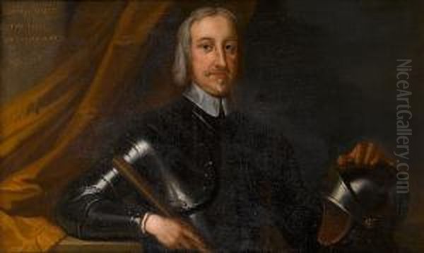 Portrait Of A Gentleman, Said To Be Conyers D'arcy, The First Earl Of Holderness, Half-length, In Armour, Holding A Baton And His Hand Resting On A Helmet, Standing Before A Curtain - view 1