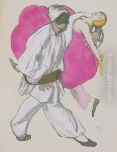 Costume Designs for Pamina and Monostatos in 'The Magic Flute' 1922