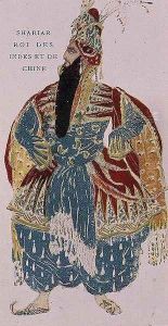 Shariar, King of the Indies and China, costume design for Diaghilev's production of 'Scheherazade', 1910 by Leon Samoilovitch Bakst