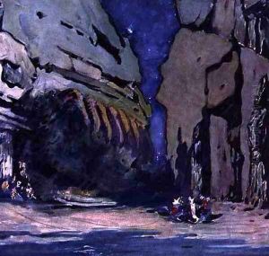 Scenery design for a Hindu Ballet, probably Le Dieu Bleu, 1911