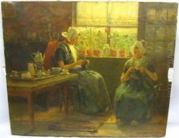 Dutch Genre Scene Withladies Knitting. - view 1