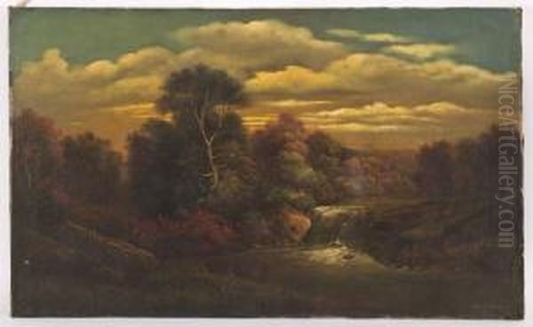 An Autumn Landscape With Waterfall - view 1