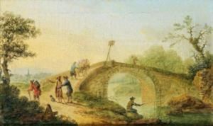 Paysage Au Pont by Pierre Joseph Wallaert