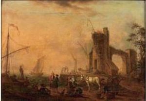 Scene De Port by Pierre Joseph Wallaert