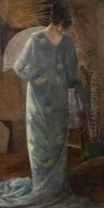 Jeune Femme Au Kimono Et A L"" Eventail by W. Wallaert
