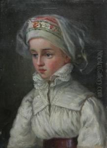 Flicka I Folkdrakt by Josef Wilhelm Wallander