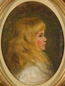 Portrait Of A Young Girl With Long Blondhair by Mary Lemon Waller