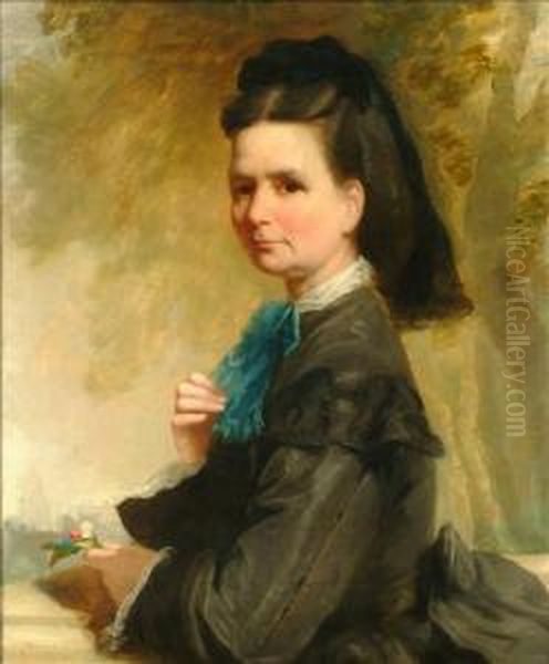 Portrait Of Alady Half Length Wearing A Black Gown And Headdress - view 1