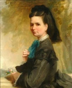 Portrait Of Alady Half Length Wearing A Black Gown And Headdress