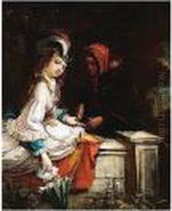 The Fortune Teller, Heightened Signature And Date 1874 by Richard Waller
