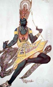 Costume design for Nijinsky (1889-1950) for his role as the 'Blue God', 1911 by Leon Samoilovitch Bakst