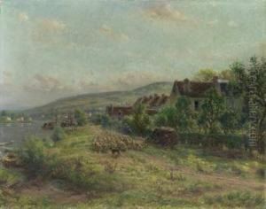 Fluslauf Mit Schafer Und Hausern Fluslauf Mit Schafer Und Hausern