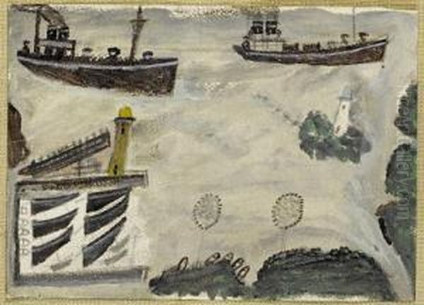 Steamers At Harbour Entrance - view 1