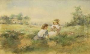 Two Children Picking Wild Flowers In A
Meadow by Henry Wallis