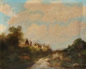 Krajobraz Z Wioska Nad Rzeka by M. Wallner