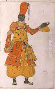 Costume design for one of the three eunuchs for 'Scheherazade', 1910 by Leon Samoilovitch Bakst