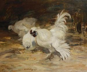 Silky Bantams In A Farmyard by William Walls