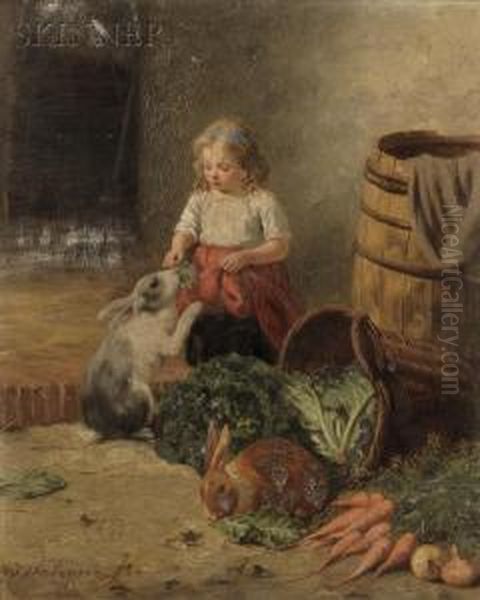 Girl With Rabbits - view 1