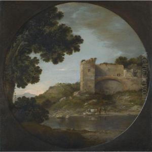 An Italianate River Landscape With Shepherds - view 1