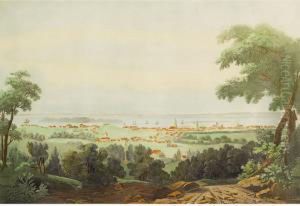 A View Of The City Of Montreal &amp; The River St. Lawrence From The Mountain