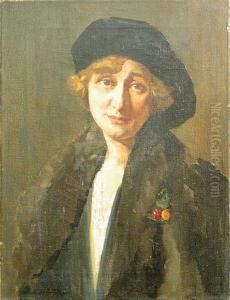 A Portrait Of A Lady In A Black Hat,1920