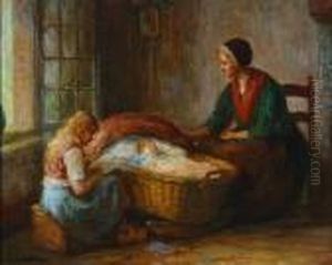 Woman & Children In An Interior S L/l: Charles Waltensperger O/c 20x24 Est:$2000/3000 Provenance: Estate Woman & Children In An Interior S L/l: Charles Waltensperger O/c 20x24 Est:$2000/3000 Provenance: Estate