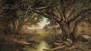 Landscape With Three Ladies Seated Under A Tree by Mary Josephine Walters