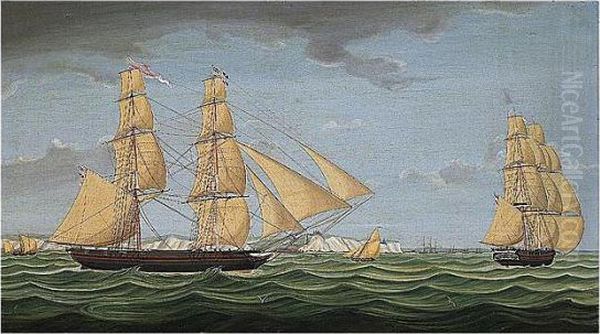 The Brig 'betsy Sofia' Of London In Two Positions Off Dover - view 1