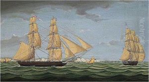 The Brig 'betsy Sofia' Of London In Two Positions Off Dover