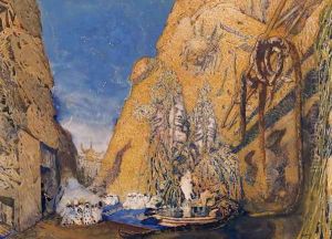 Stage set for the 'Dieu Bleu' by Leon Samoilovitch Bakst
