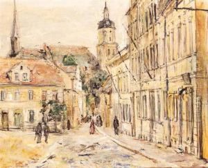 Figures On A Continental Street by Carl Walther