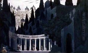 Scenery design for the Royal Garden, from Sleeping Beauty, 1921 by Leon Samoilovitch Bakst