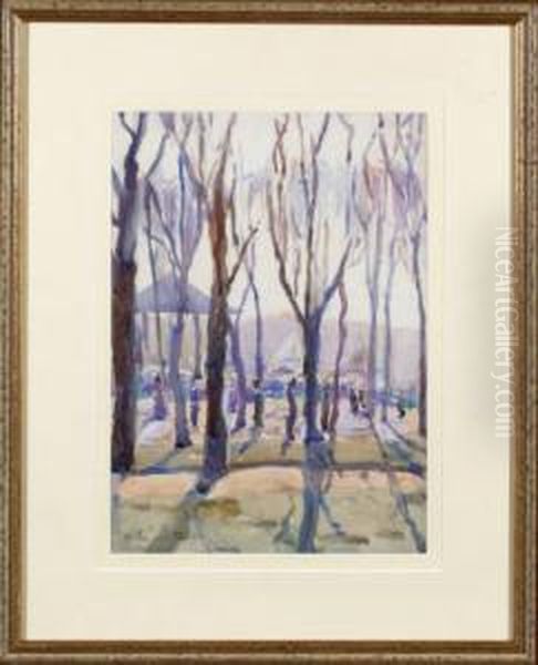 Trees And A Bandstand In A Public Park, Late Afternoon - view 1