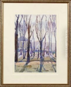 Trees And A Bandstand In A Public Park, Late Afternoon by Allan Walton