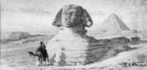 E.a. "sphinx Von Gizeh; Tempelanlage Am Nil". Zwei Aquarelle. Sign. Fleckig. Ba: Ca. 9 X 19 Cm. Rahmen by Allan Walton
