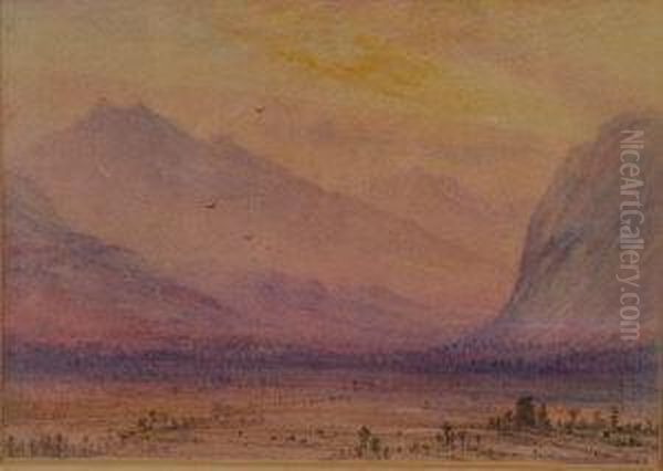 A Mountain Landscape At Sunset - view 1