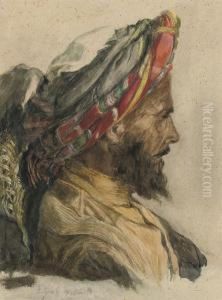 Portrait Of An Arab, In Profile, Wearing A Turban by Elijah Walton