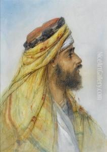 A Pair Of Arab Portraits by Elijah Walton
