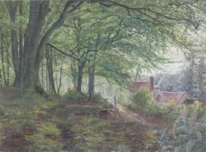 Bosgezicht Met Personages Nabij Hoeve by Frank Walton