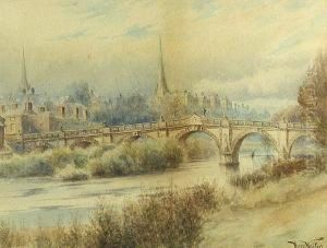 A View Of A Bridge With A Church In The Background
