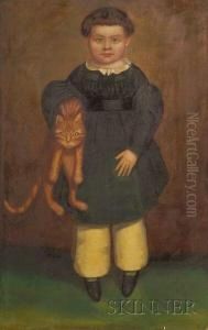 Portrait Of A Boy With His Cat by Henry Walton