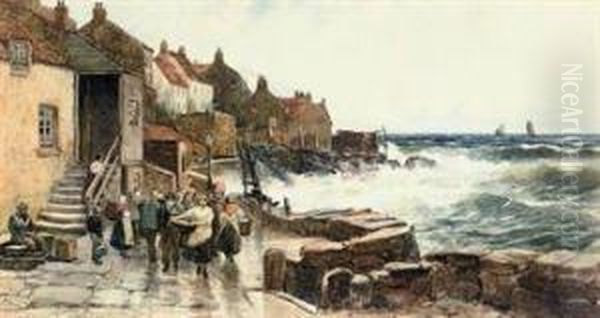 Fisherfolk With Their Catch In A Scottish Port, An Onshorebreeze - view 1