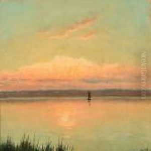 Coastal Scene With A Sailboat At Sunset