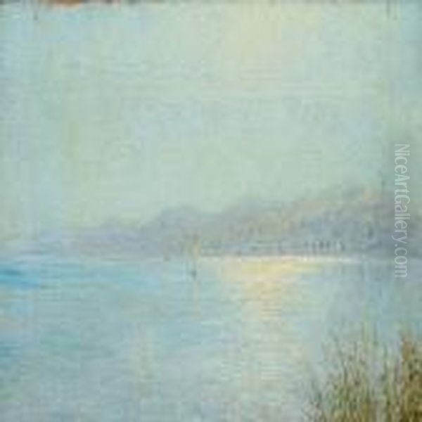 Scenery With Ships In The Sunlight And Hilly Landscape - view 1