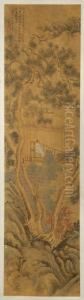 Depicting A Scholar And Cottage In A Mountain Landscape With Pine Tree by Wang Gai