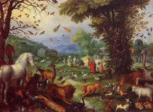 Landscape of Paradise and the Loading of the Animals in Noah's Ark