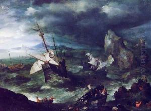 The Storm at Sea with Shipwreck