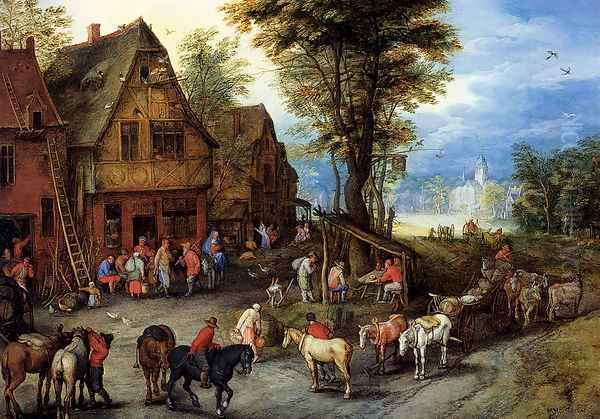 A Village Street With The Holy Family Arriving At An Inn - view 1